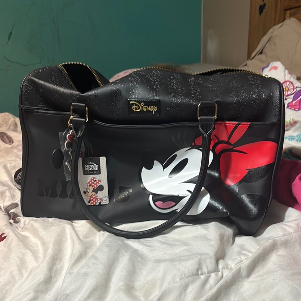 Primark Black and Red Travel Bag with Mickey Mouse Design